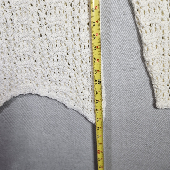 Venus Womens Small Cream Crochet Open Weave Long Sleeve Festival Sweater Boho - Picture 4 of 9